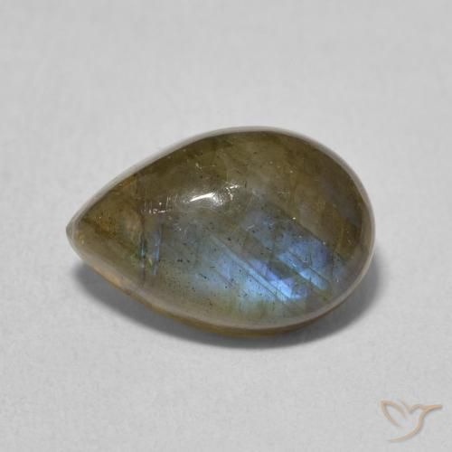 3.60ct Natural Multicolorido Labradorita, Formato de pêra, Translúcido