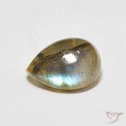 2.17ct Natural Multicolorido Labradorita, Formato de pêra, Translúcido