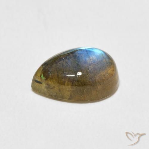 Labradorita Multicolorido Natural 2.17ct, Formato de pêra, Translúcido