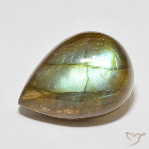 12.52ct Natural Multicolorido Labradorita, Formato de pêra, Translúcido