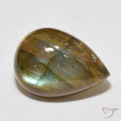 Labradorita Multicolorido Natural 12.52ct, Formato de pêra, Translúcido