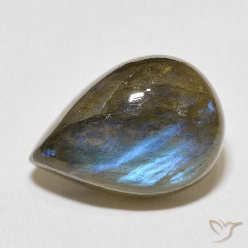 12.37ct Natural Multicolorido Labradorita, Formato de pêra, Translúcido