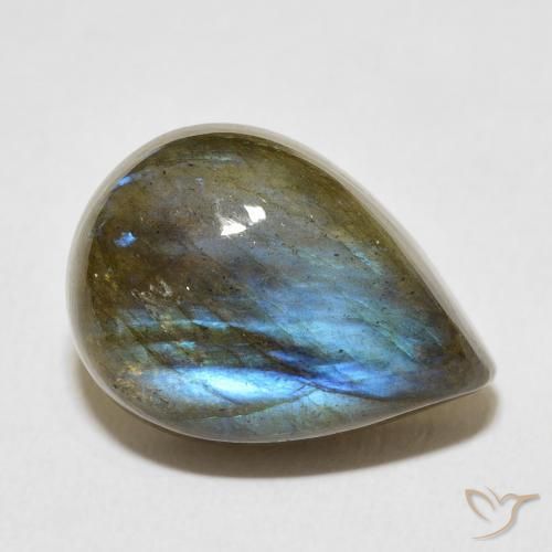 Labradorita Multicolorido Natural 12.37ct, Formato de pêra, Translúcido