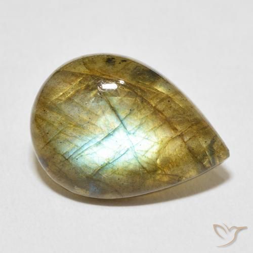 8.73ct Natural Multicolorido Labradorita, Formato de pêra, Translúcido