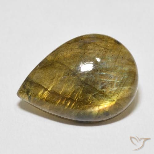 Labradorita Multicolorido Natural 8.73ct, Formato de pêra, Translúcido