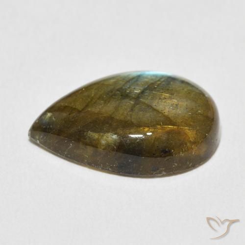 Labradorita Multicolorido Natural 8.73ct, Formato de pêra, Translúcido