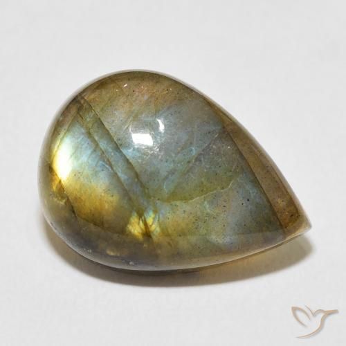Labradorita Multicolorido Natural 10.51ct, Formato de pêra, Translúcido