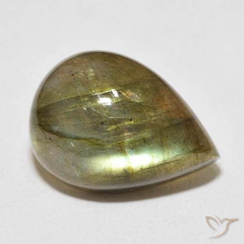 Labradorita Multicolorido Natural 12.53ct, Formato de pêra, Translúcido