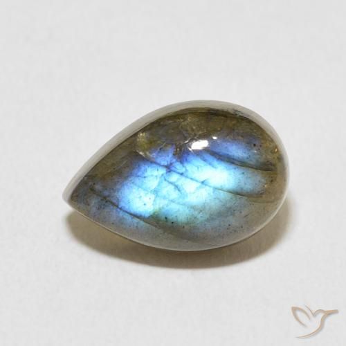 3.76ct Natural Multicolorido Labradorita, Formato de pêra, Translúcido