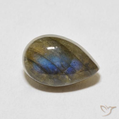 Labradorita Multicolorido Natural 3.76ct, Formato de pêra, Translúcido