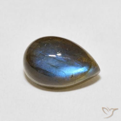 3.93ct Natural Multicolorido Labradorita, Formato de pêra, Translúcido