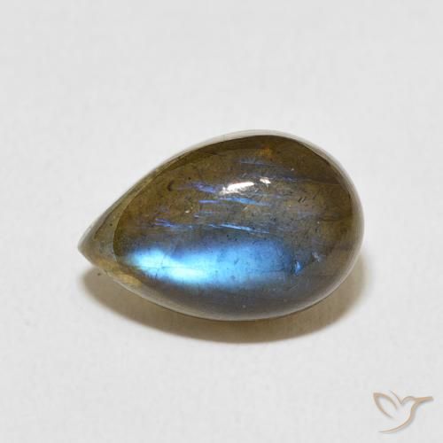 Labradorita Multicolorido Natural 3.93ct, Formato de pêra, Translúcido