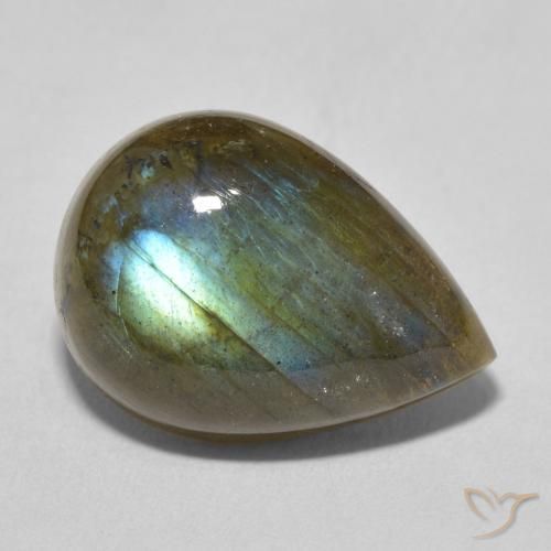11.67ct Natural Multicolorido Labradorita, Formato de pêra, Translúcido