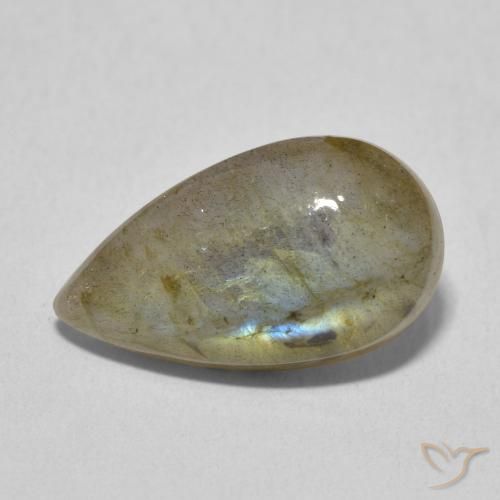 6.59ct Natural Multicolorido Labradorita, Formato de pêra, Translúcido