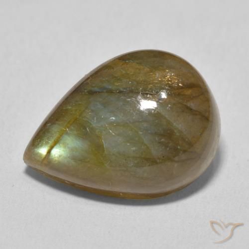 12.00ct Natural Multicolorido Labradorita, Formato de pêra, Translúcido
