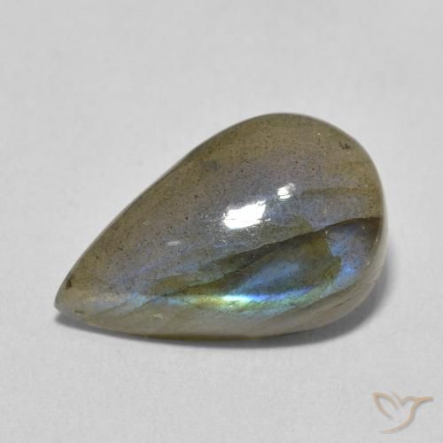 Labradorita Multicolorido Natural 6.01ct, Formato de pêra, Translúcido
