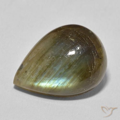 10.59ct Natural Multicolorido Labradorita, Formato de pêra, Translúcido