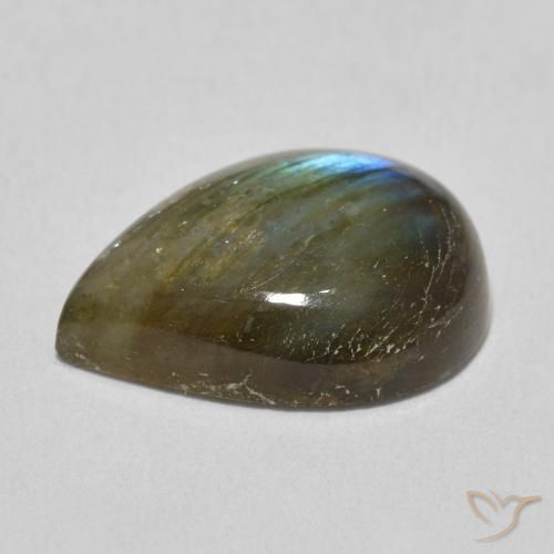 Labradorita Multicolorido Natural 10.59ct, Formato de pêra, Translúcido
