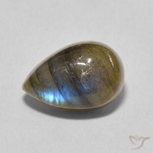 4.13ct Natural Multicolorido Labradorita, Formato de pêra, Translúcido