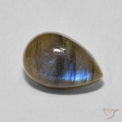 Labradorita Multicolorido Natural 4.13ct, Formato de pêra, Translúcido