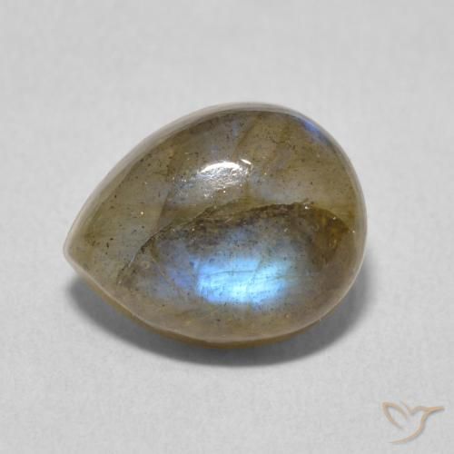 3.86ct Natural Multicolorido Labradorita, Formato de pêra, Translúcido