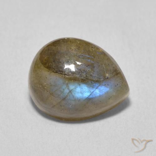 Labradorita Multicolorido Natural 3.86ct, Formato de pêra, Translúcido
