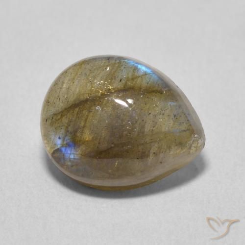 Labradorita Multicolorido Natural 3.83ct, Formato de pêra, Translúcido