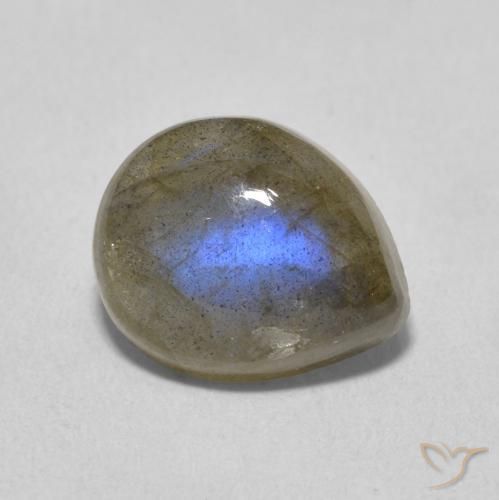 Labradorita Multicolorido Natural 3.62ct, Formato de pêra, Translúcido