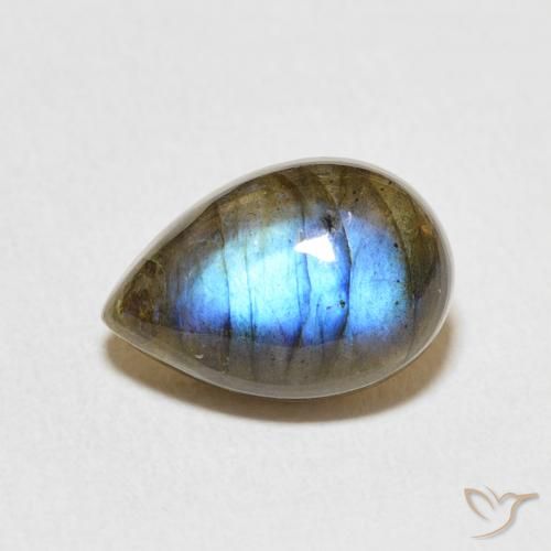 4.07ct Natural Multicolorido Labradorita, Formato de pêra, Translúcido