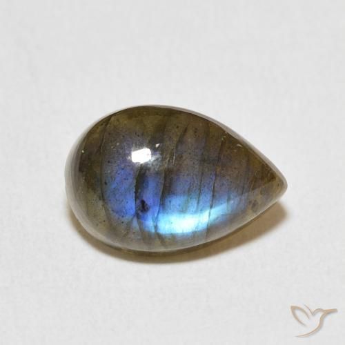 Labradorita Multicolorido Natural 4.07ct, Formato de pêra, Translúcido