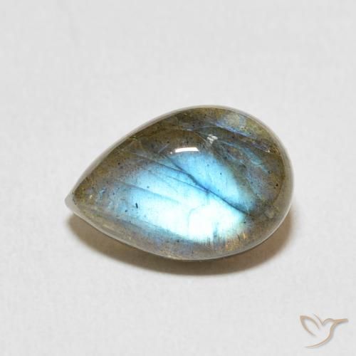 3.93ct Natural Multicolorido Labradorita, Formato de pêra, Translúcido