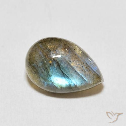 Labradorita Multicolorido Natural 3.93ct, Formato de pêra, Translúcido