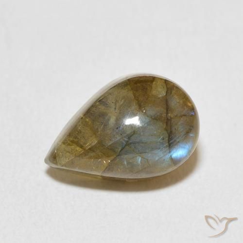 Labradorita Multicolorido Natural 4.17ct, Formato de pêra, Translúcido