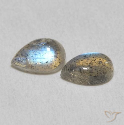 Pedras preciosas de labradorita multicolorido natural de 0,92 ct, formato de pêra, translúcido