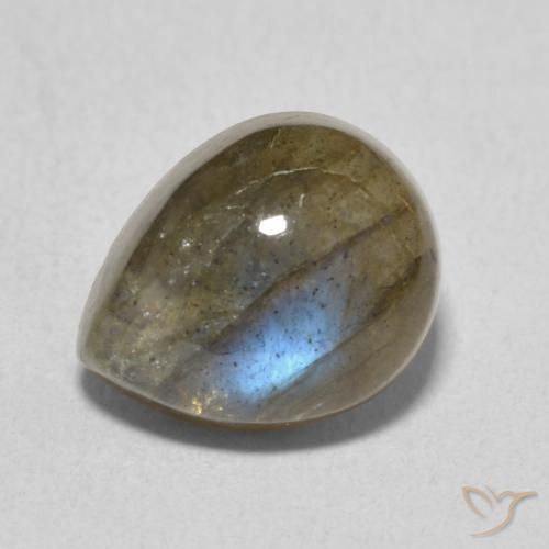 4.07ct Natural Multicolorido Labradorita, Formato de pêra, Translúcido