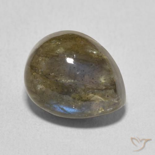 Labradorita Multicolorido Natural 4.07ct, Formato de pêra, Translúcido