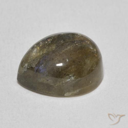 Labradorita Multicolorido Natural 4.07ct, Formato de pêra, Translúcido