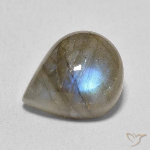 4.62ct Natural Multicolorido Labradorita, Formato de pêra, Translúcido