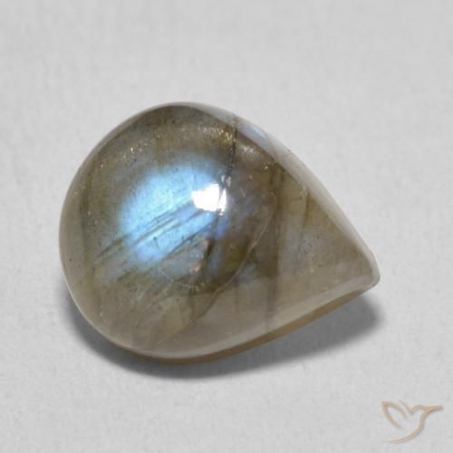 Labradorita Multicolorido Natural 4.62ct, Formato de pêra, Translúcido