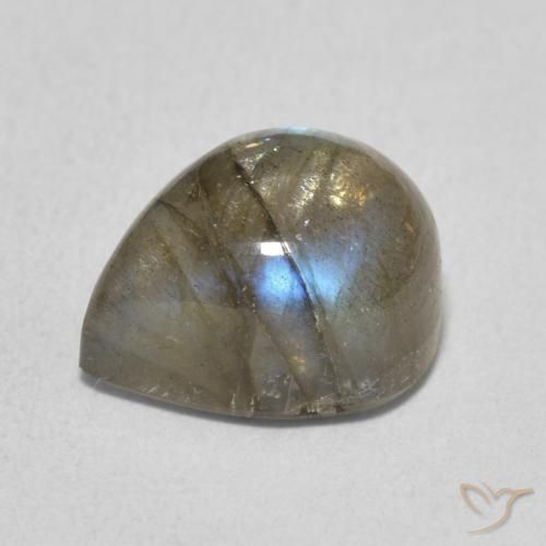 Labradorita Multicolorido Natural 4.62ct, Formato de pêra, Translúcido