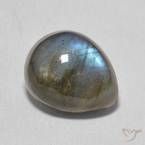 4.10ct Natural Multicolorido Labradorita, Formato de pêra, Translúcido