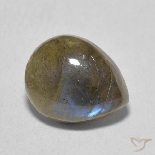 Labradorita Multicolorido Natural 3.48ct, Formato de pêra, Translúcido