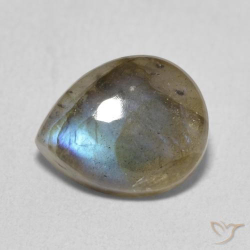 3.40ct Natural Multicolorido Labradorita, Formato de pêra, Translúcido