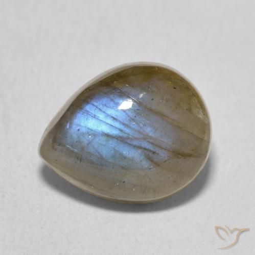 3.66ct Natural Multicolorido Labradorita, Formato de pêra, Translúcido