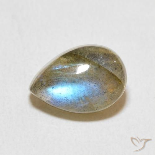 2.88ct Natural Multicolorido Labradorita, Formato de pêra, Translúcido