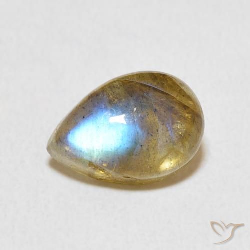 2.36ct Natural Multicolorido Labradorita, Formato de pêra, Translúcido