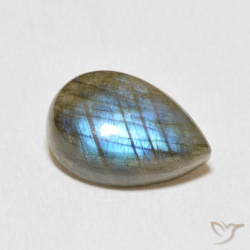 Labradorita Multicolorido Natural 3.76ct, Formato de pêra, Translúcido