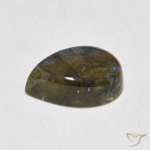 Labradorita Multicolorido Natural 3.51ct, Formato de pêra, Translúcido