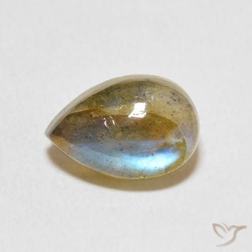 2.48ct Natural Multicolorido Labradorita, Formato de pêra, Translúcido