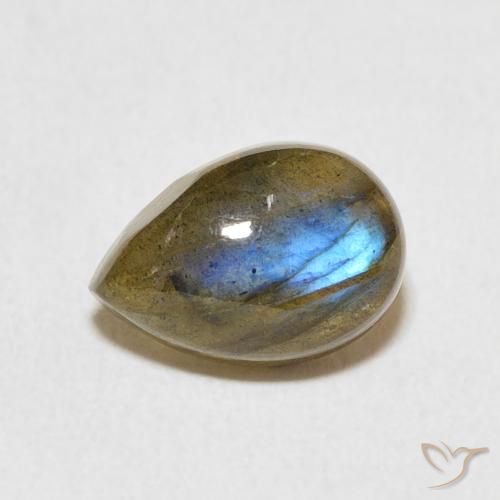 2.40ct Natural Multicolorido Labradorita, Formato de pêra, Translúcido